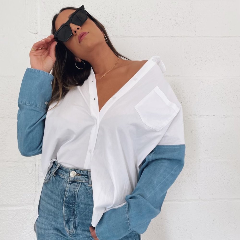 DENIM SLEEVE TOP
